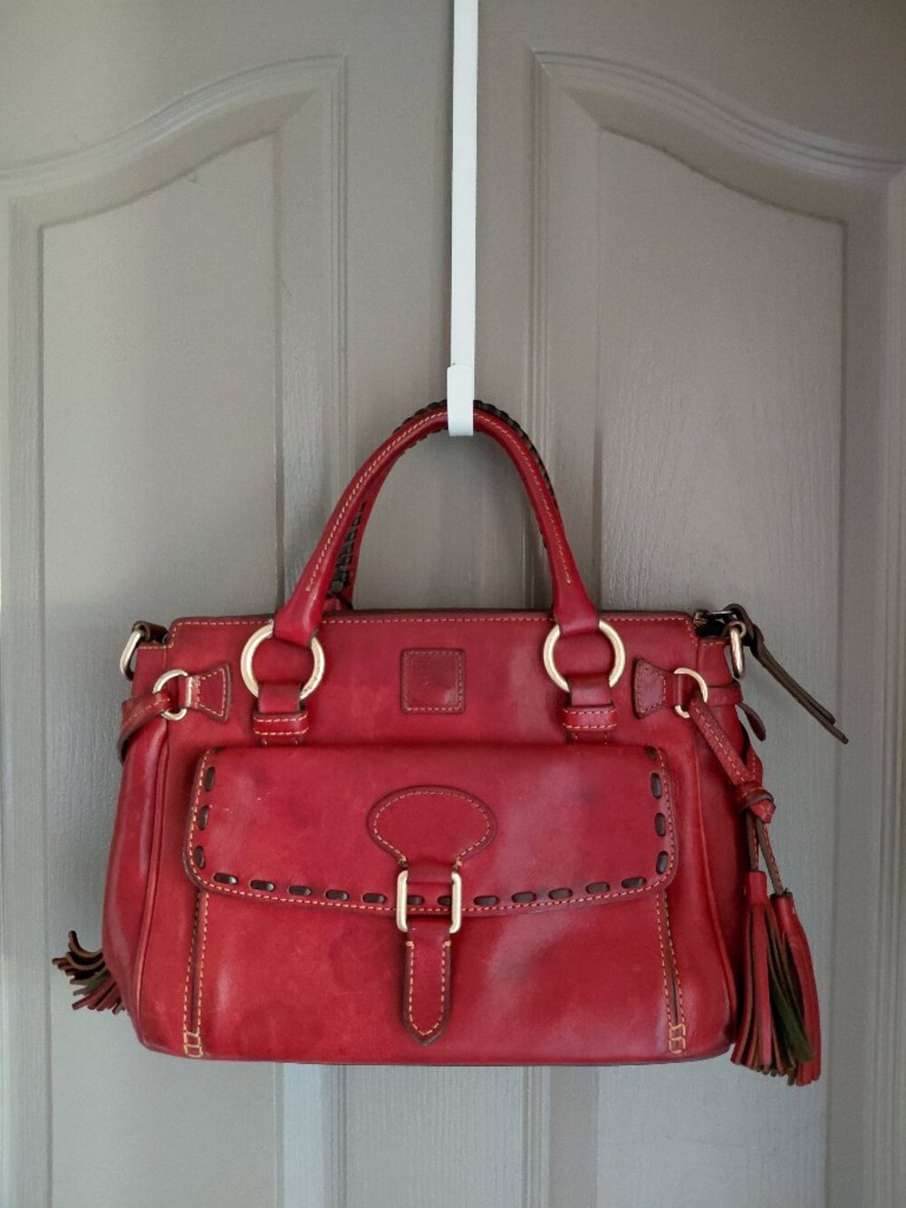 Dooney & Bourke Red Leather Satchel Bag